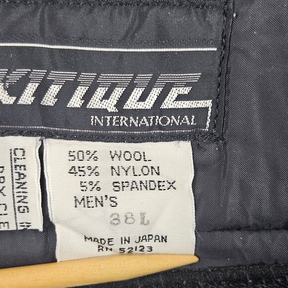 VINTAGE Skitique Ski Pants Snow Sports Wool Blend Black Mens Size 38L Japan - Picture 6 of 11